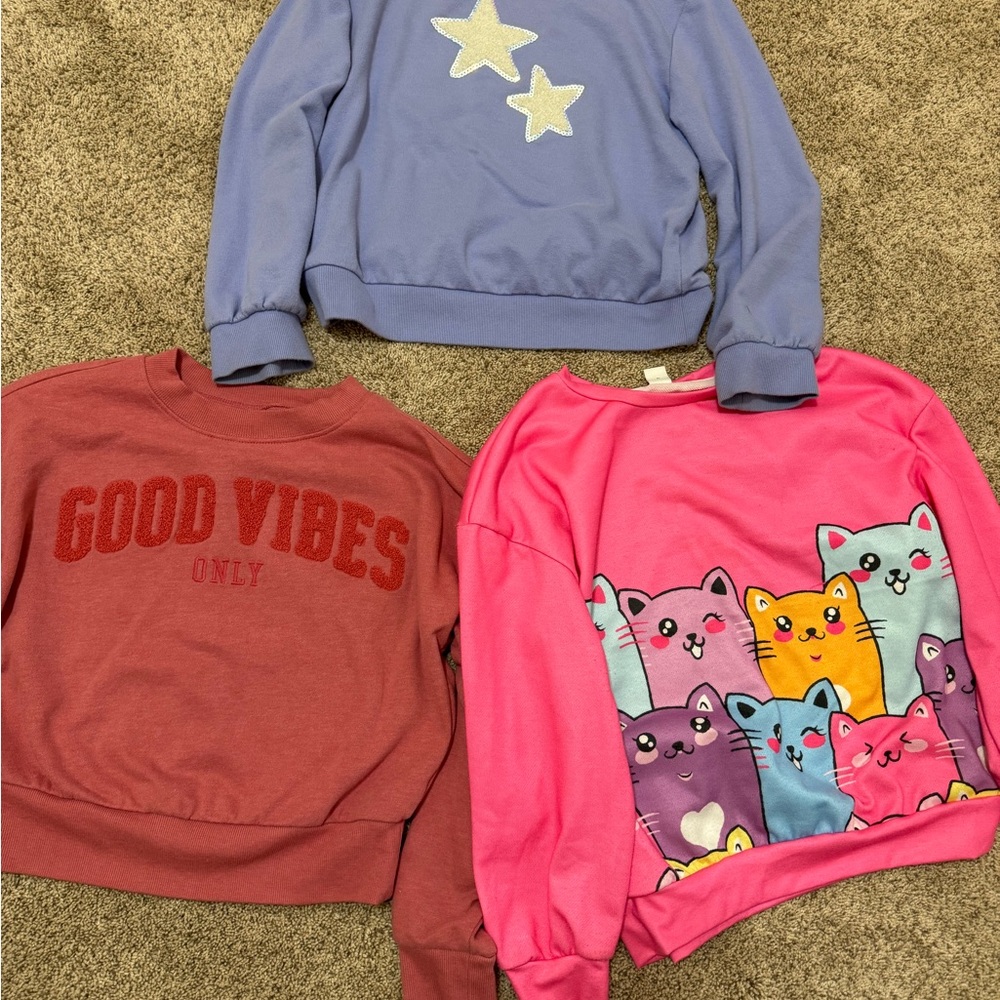 Girls Playwear Sweatshirt Bundle Size 10/12–14 | 3 Graphic Pullovers
